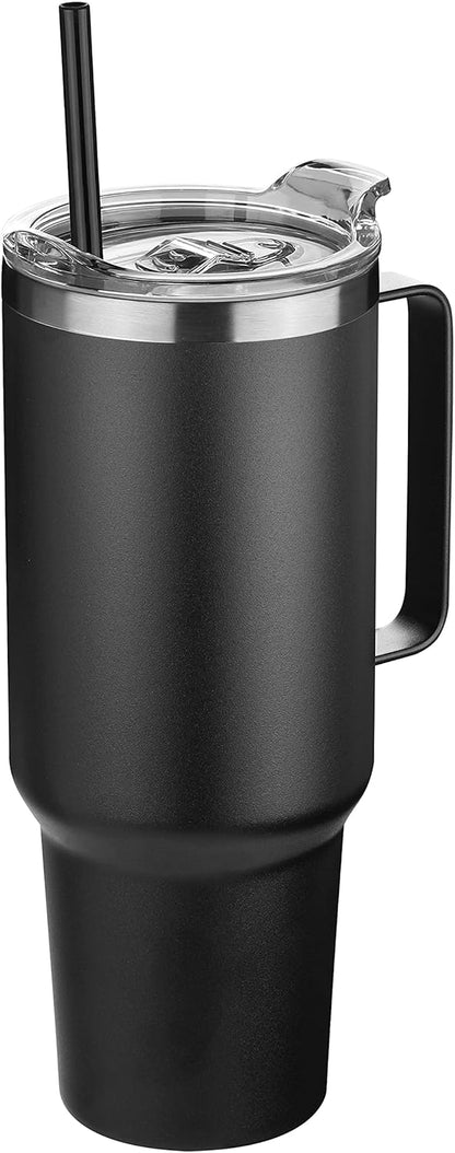 40 oz Stainless Steel Tumbler with Handle, Vacuum Insulated Tumblers Bulk, Reusable Double Wall Travel Coffee Mug, Durable Powder Coated Water Bottles(Army Green, 4)
