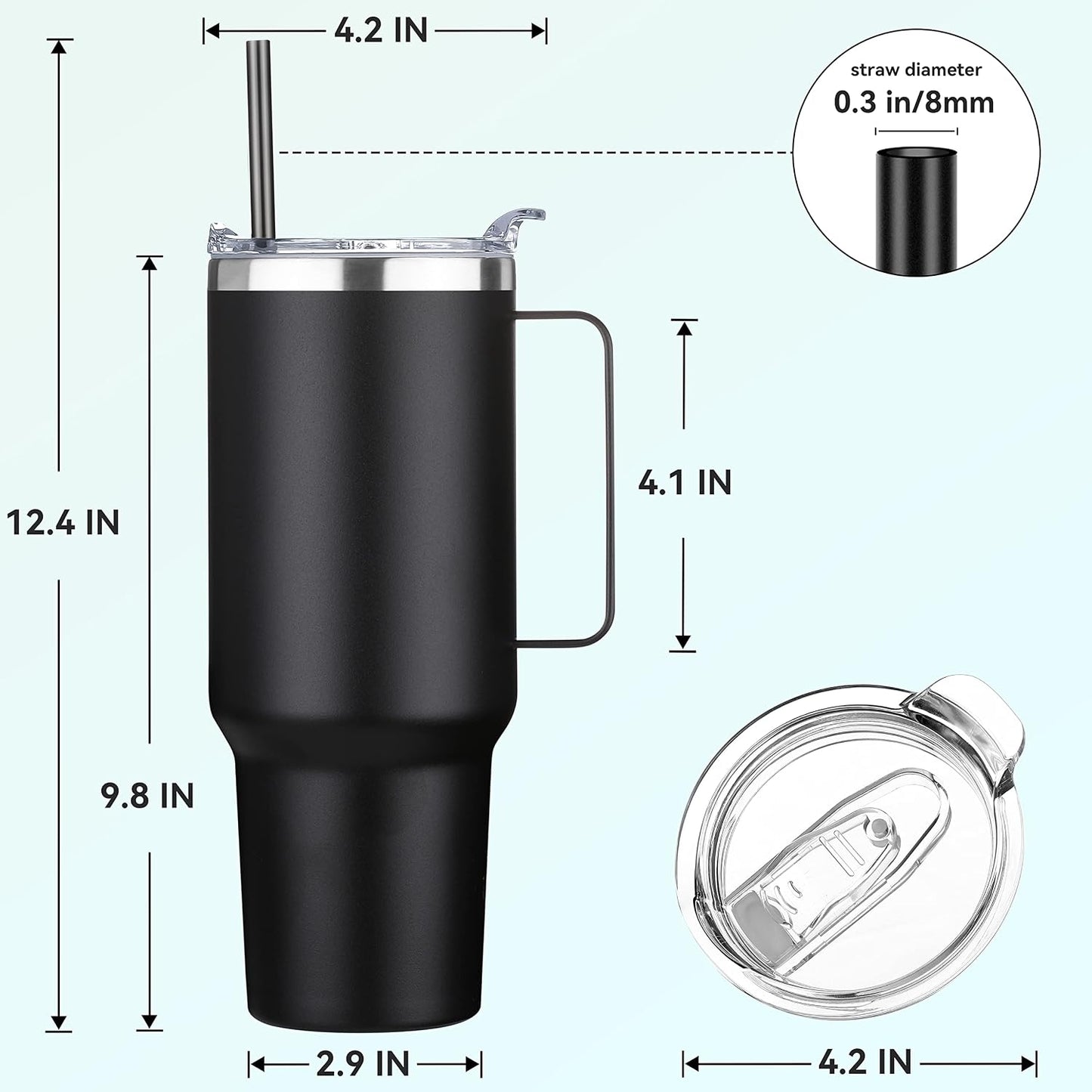 40 oz Stainless Steel Tumbler with Handle, Vacuum Insulated Tumblers Bulk, Reusable Double Wall Travel Coffee Mug, Durable Powder Coated Water Bottles(Army Green, 4)