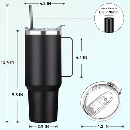 40 oz Stainless Steel Tumbler with Handle, Vacuum Insulated Tumblers Bulk, Reusable Double Wall Travel Coffee Mug, Durable Powder Coated Water Bottles(Army Green, 4)