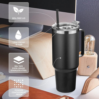 40 oz Stainless Steel Tumbler with Handle, Vacuum Insulated Tumblers Bulk, Reusable Double Wall Travel Coffee Mug, Durable Powder Coated Water Bottles(Army Green, 4)