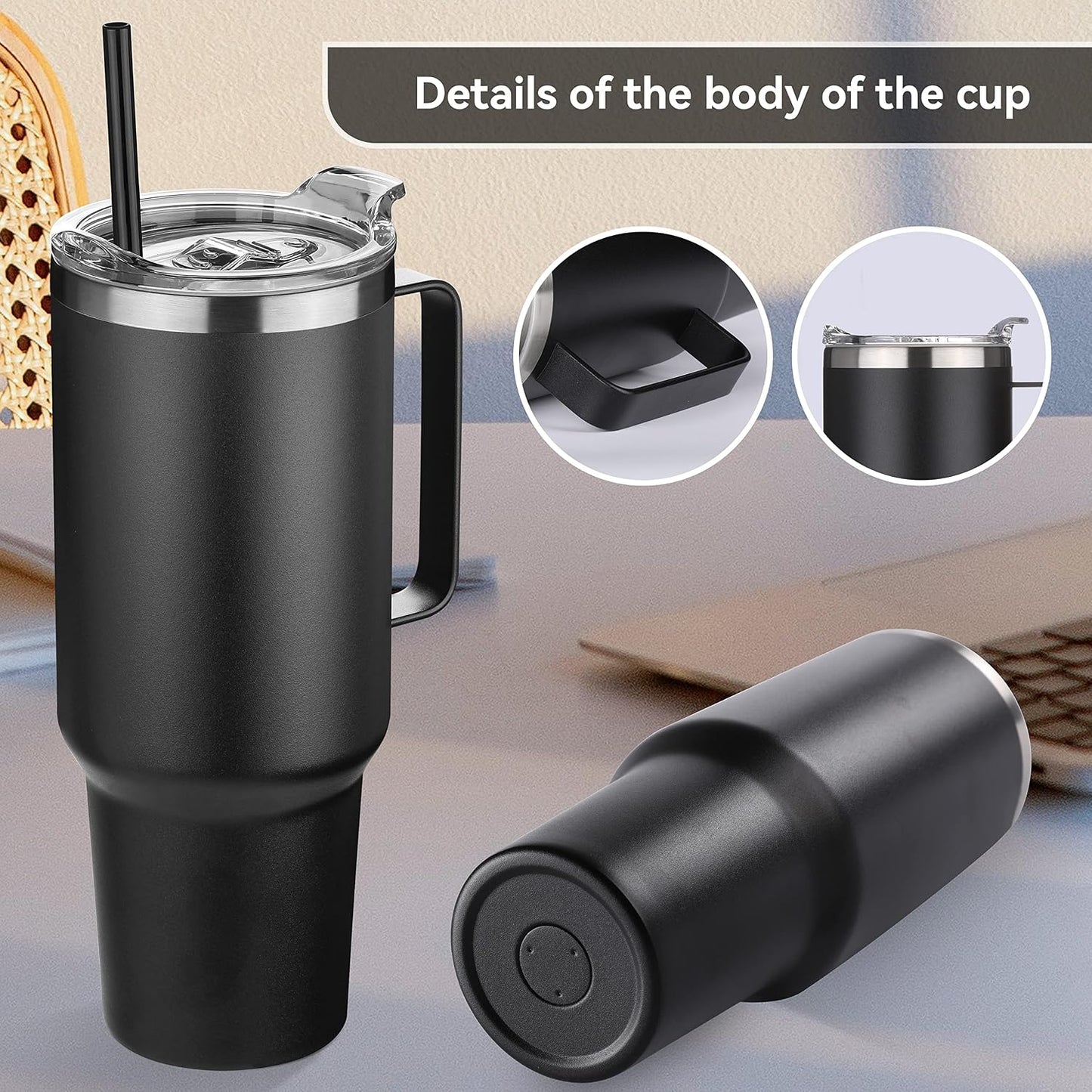 40 oz Stainless Steel Tumbler with Handle, Vacuum Insulated Tumblers Bulk, Reusable Double Wall Travel Coffee Mug, Durable Powder Coated Water Bottles(Army Green, 4)