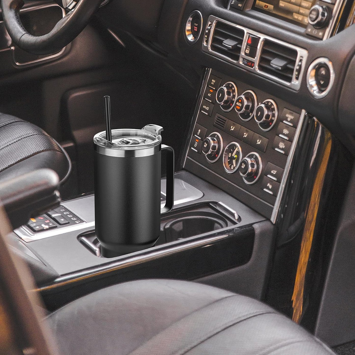 40 oz Stainless Steel Tumbler with Handle, Vacuum Insulated Tumblers Bulk, Reusable Double Wall Travel Coffee Mug, Durable Powder Coated Water Bottles(Army Green, 4)