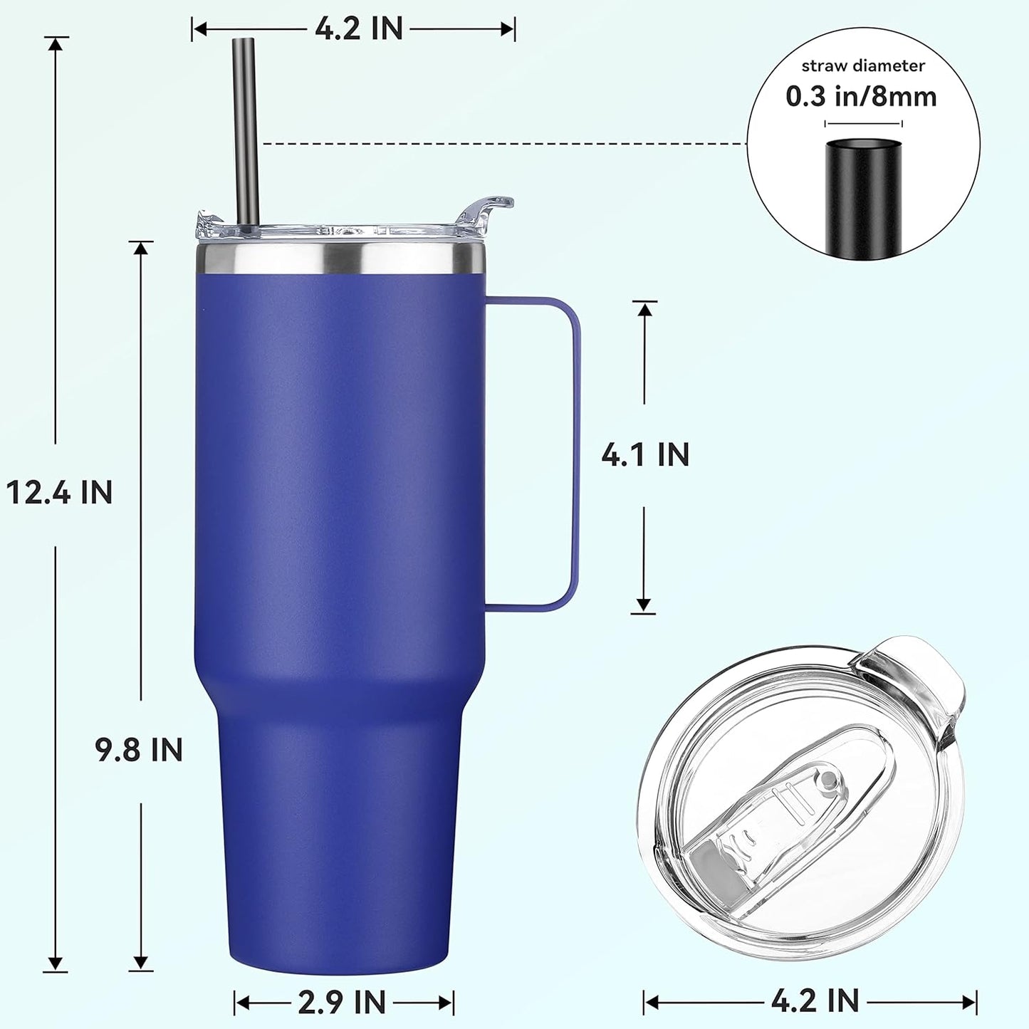 40 oz Stainless Steel Tumbler with Handle, Vacuum Insulated Tumblers Bulk, Reusable Double Wall Travel Coffee Mug, Durable Powder Coated Water Bottles(Army Green, 4)