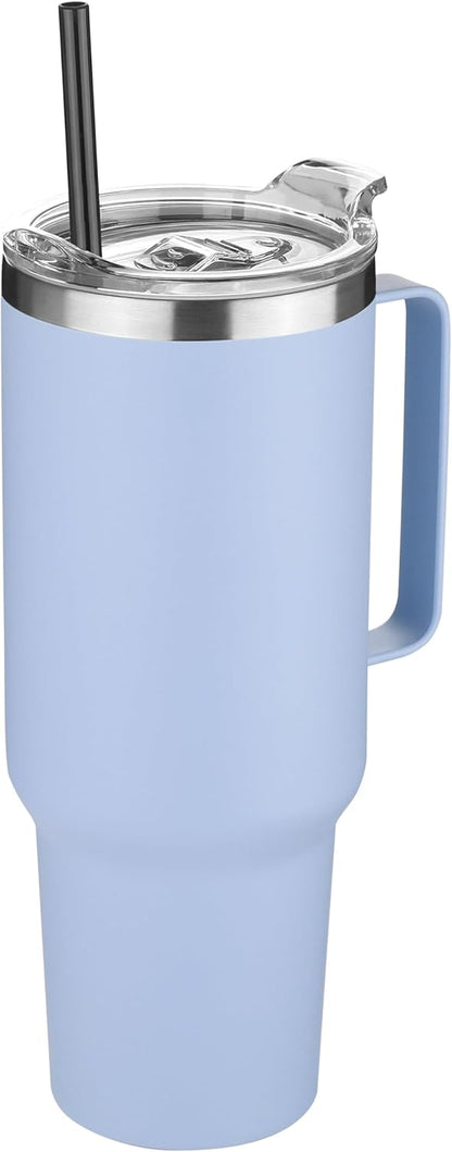 40 oz Stainless Steel Tumbler with Handle, Vacuum Insulated Tumblers Bulk, Reusable Double Wall Travel Coffee Mug, Durable Powder Coated Water Bottles(Army Green, 4)