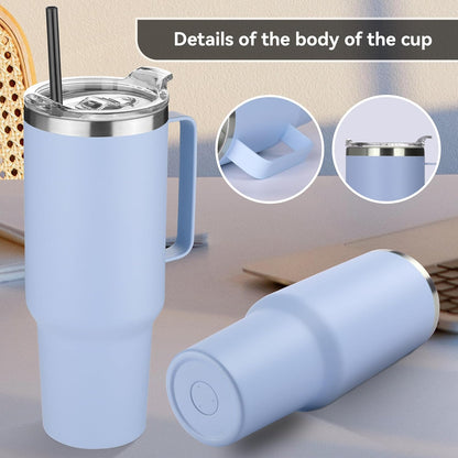 40 oz Stainless Steel Tumbler with Handle, Vacuum Insulated Tumblers Bulk, Reusable Double Wall Travel Coffee Mug, Durable Powder Coated Water Bottles(Army Green, 4)