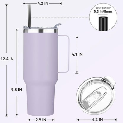 40 oz Stainless Steel Tumbler with Handle, Vacuum Insulated Tumblers Bulk, Reusable Double Wall Travel Coffee Mug, Durable Powder Coated Water Bottles(Army Green, 4)