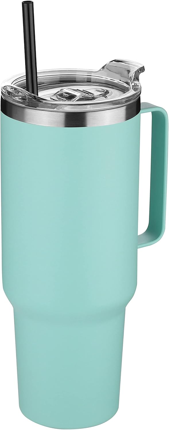 40 oz Stainless Steel Tumbler with Handle, Vacuum Insulated Tumblers Bulk, Reusable Double Wall Travel Coffee Mug, Durable Powder Coated Water Bottles(Army Green, 4)