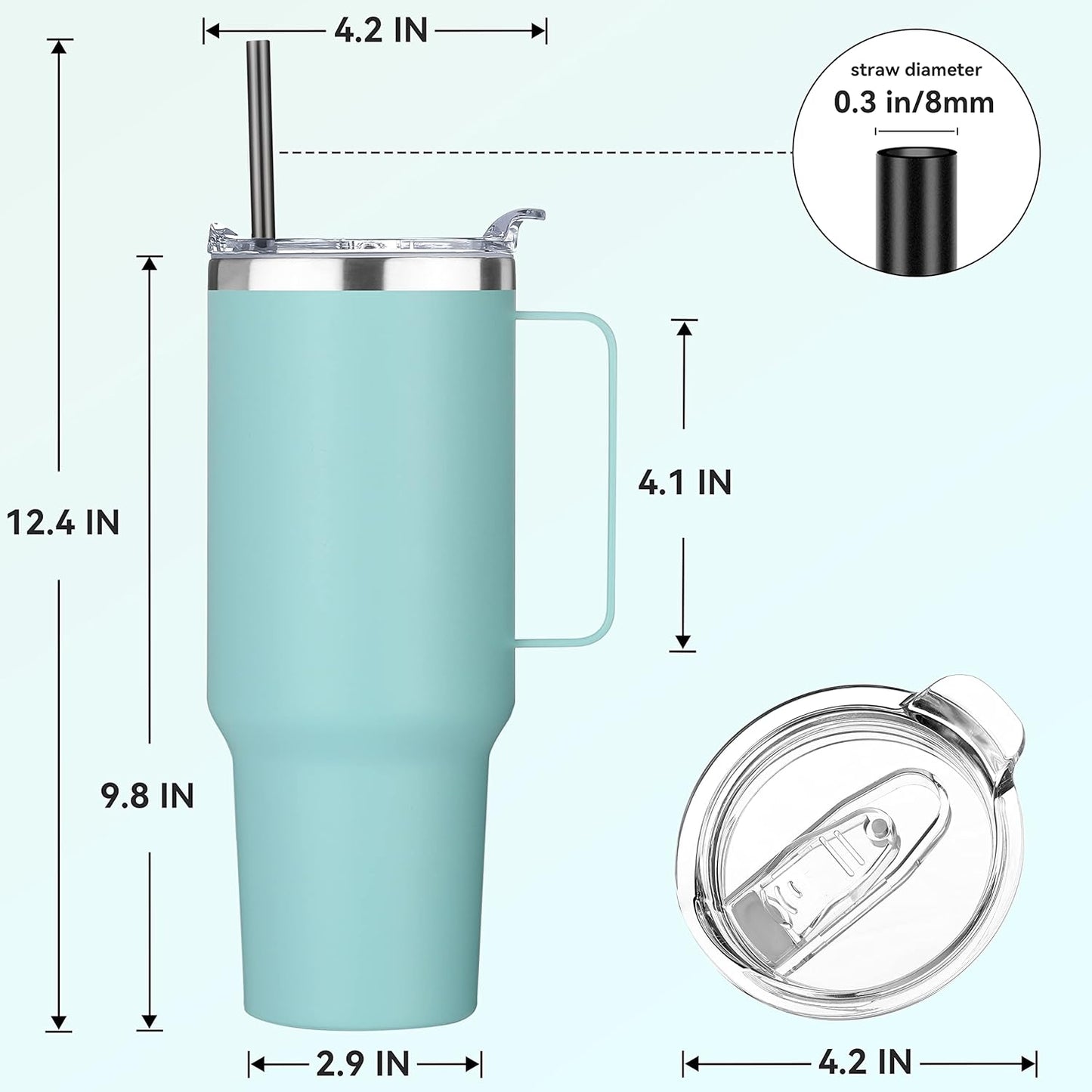 40 oz Stainless Steel Tumbler with Handle, Vacuum Insulated Tumblers Bulk, Reusable Double Wall Travel Coffee Mug, Durable Powder Coated Water Bottles(Army Green, 4)