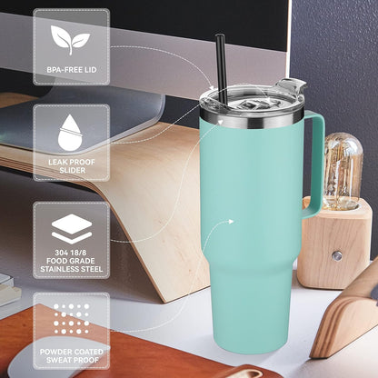 40 oz Stainless Steel Tumbler with Handle, Vacuum Insulated Tumblers Bulk, Reusable Double Wall Travel Coffee Mug, Durable Powder Coated Water Bottles(Army Green, 4)