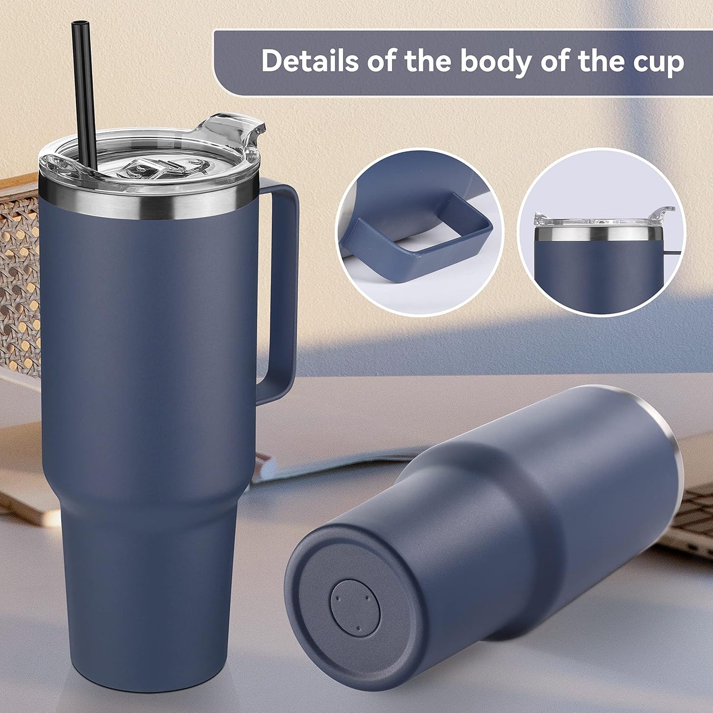 40 oz Stainless Steel Tumbler with Handle, Vacuum Insulated Tumblers Bulk, Reusable Double Wall Travel Coffee Mug, Durable Powder Coated Water Bottles(Army Green, 4)