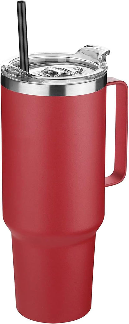 40 oz Stainless Steel Tumbler with Handle, Vacuum Insulated Tumblers Bulk, Reusable Double Wall Travel Coffee Mug, Durable Powder Coated Water Bottles(Army Green, 4)