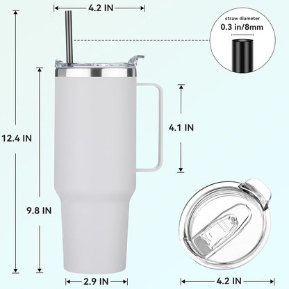 40 oz Stainless Steel Tumbler with Handle, Vacuum Insulated Tumblers Bulk, Reusable Double Wall Travel Coffee Mug, Durable Powder Coated Water Bottles(Army Green, 4)