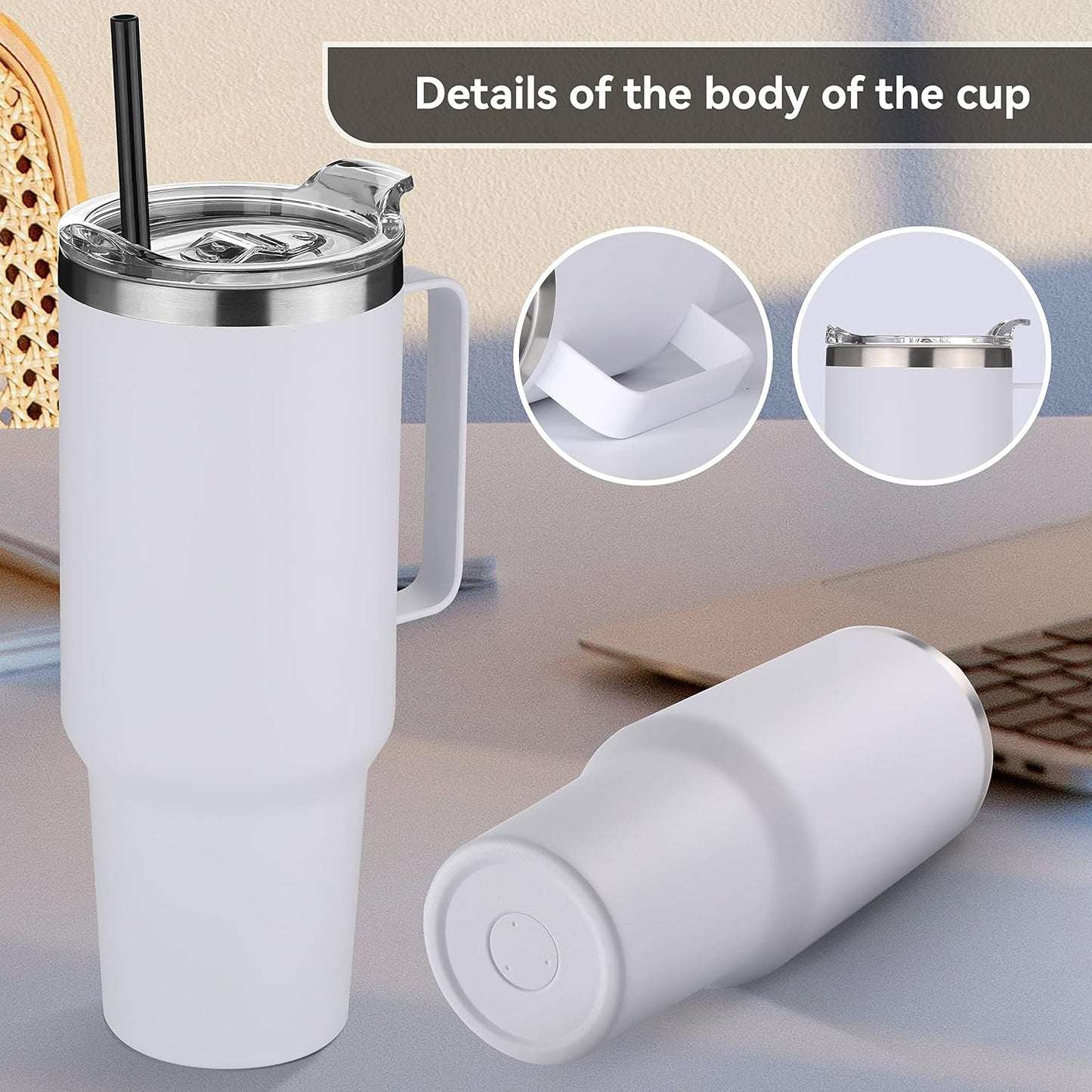 40 oz Stainless Steel Tumbler with Handle, Vacuum Insulated Tumblers Bulk, Reusable Double Wall Travel Coffee Mug, Durable Powder Coated Water Bottles(Army Green, 4)