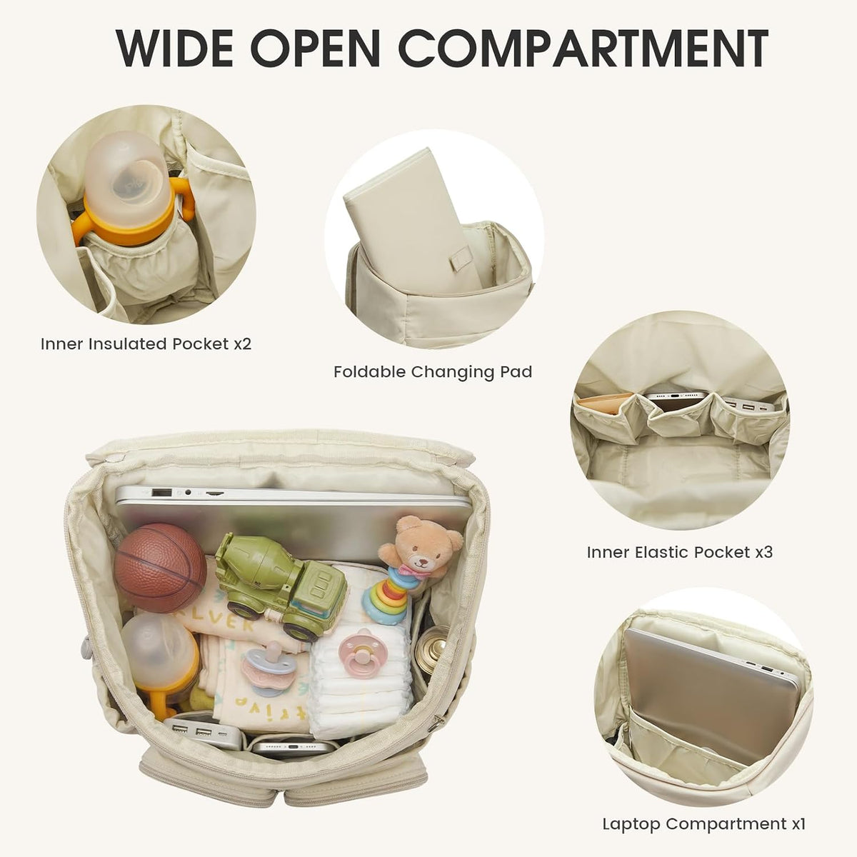 Diaper Bag Backpack for Moms Dads Travel Baby Bag with Pacifier Case & Insulated Pockets,Black
