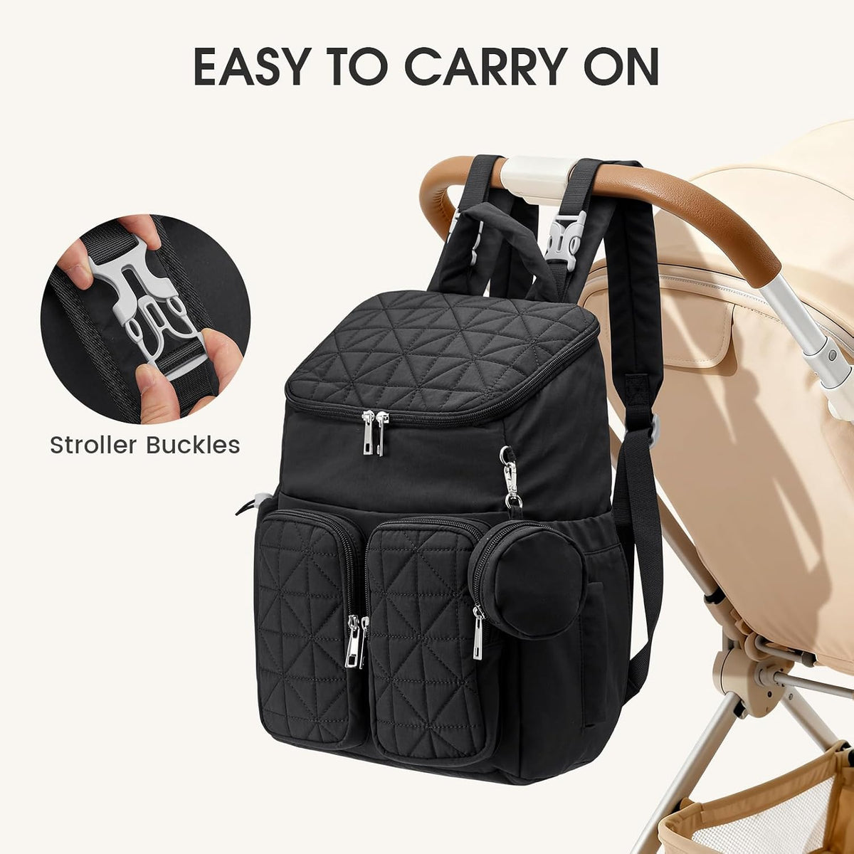 Diaper Bag Backpack for Moms Dads Travel Baby Bag with Pacifier Case & Insulated Pockets,Black