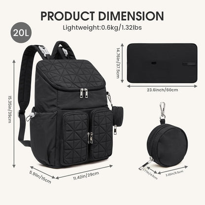 Diaper Bag Backpack for Moms Dads Travel Baby Bag with Pacifier Case & Insulated Pockets,Black