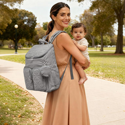 Diaper Bag Backpack for Moms Dads Travel Baby Bag with Pacifier Case & Insulated Pockets,Black