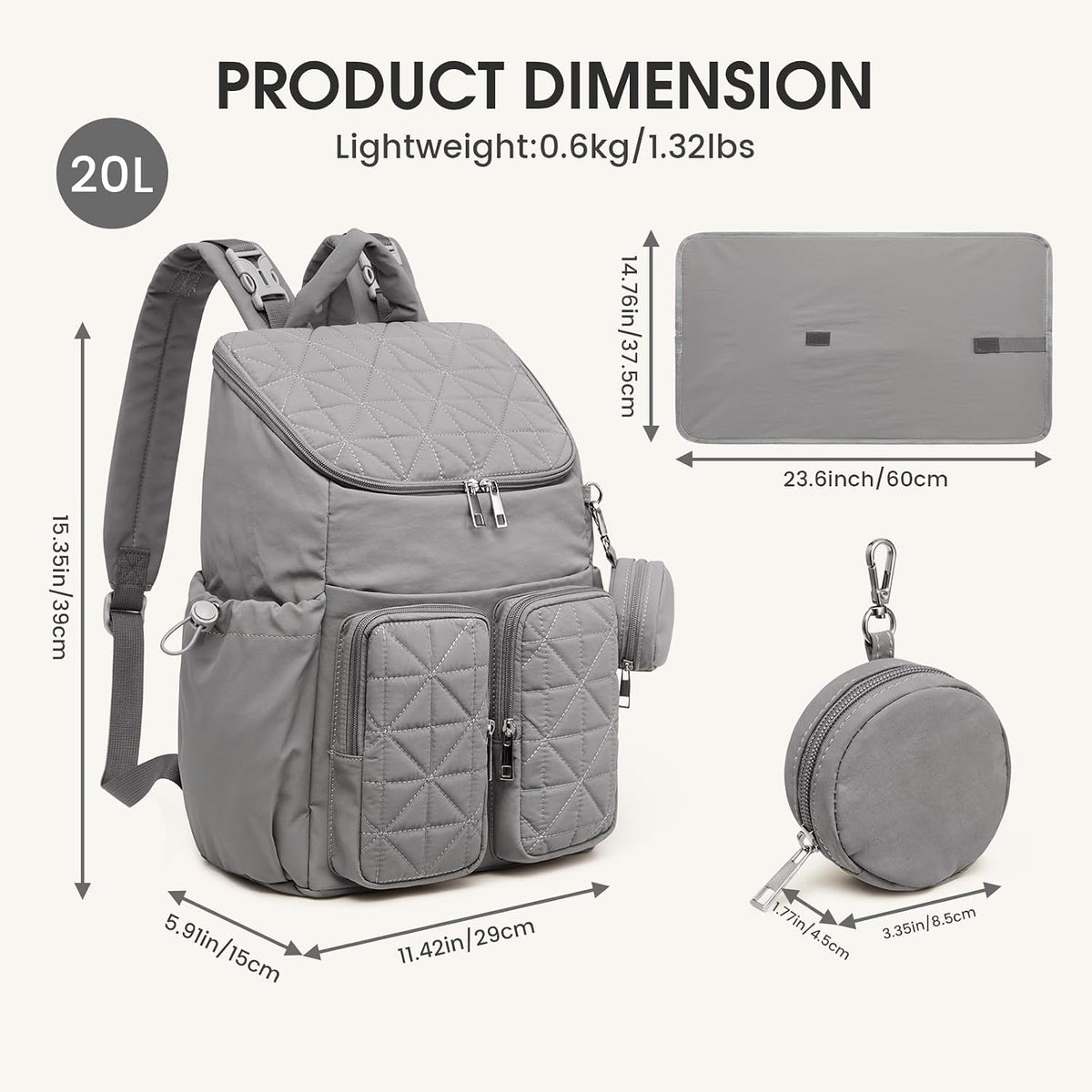 Diaper Bag Backpack for Moms Dads Travel Baby Bag with Pacifier Case & Insulated Pockets,Black