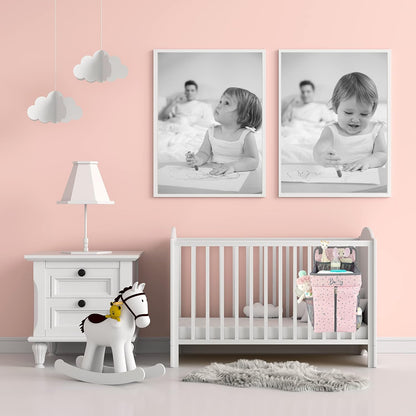 Hanging Diaper Caddy - Baby Diaper Organizer for Changing Table - Diaper Stacker for Crib, Playard or Wall - Newborn Diaper Holder (Pink)
