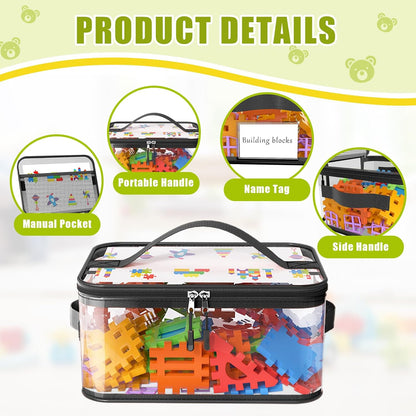 8 Packs Large Clear Toy Storage Bags with Double Zipper & Handles, L