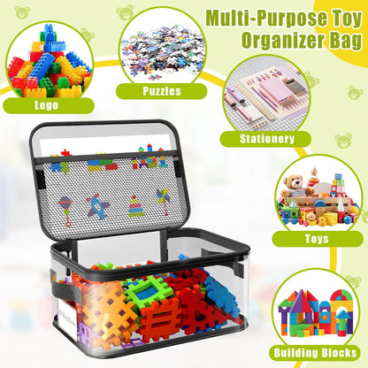8 Packs Large Clear Toy Storage Bags with Double Zipper & Handles, L