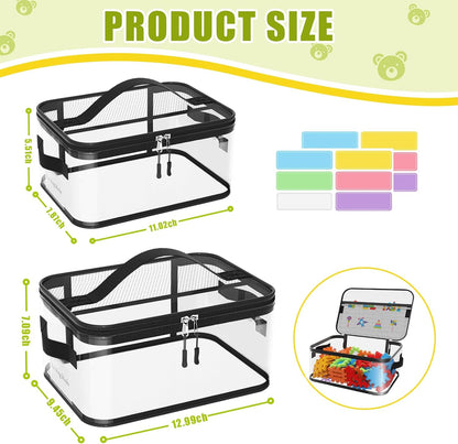 8 Packs Large Clear Toy Storage Bags with Double Zipper & Handles, L