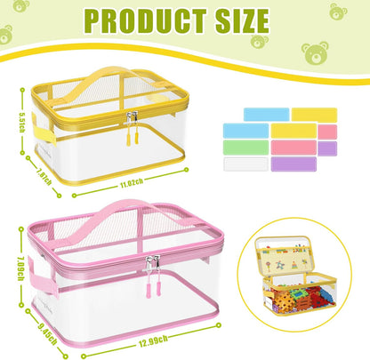 8 Packs Large Clear Toy Storage Bags with Double Zipper & Handles, L
