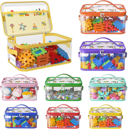 8 Packs Large Clear Toy Storage Bags with Double Zipper & Handles, L