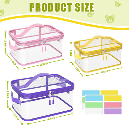 8 Packs Large Clear Toy Storage Bags with Double Zipper & Handles, L