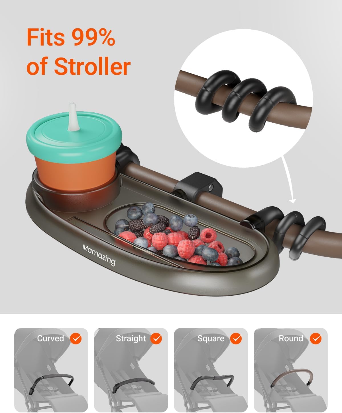 3 in 1 Universal Stroller Snack Tray with Cup & Phone Holder