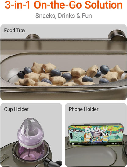 3 in 1 Universal Stroller Snack Tray with Cup & Phone Holder