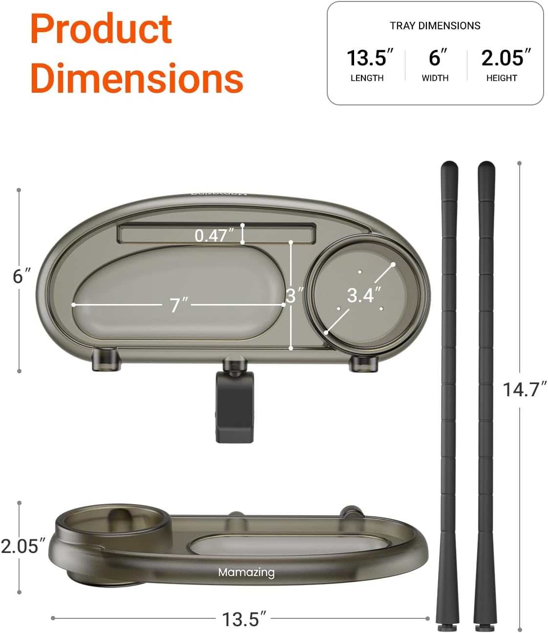 3 in 1 Universal Stroller Snack Tray with Cup & Phone Holder