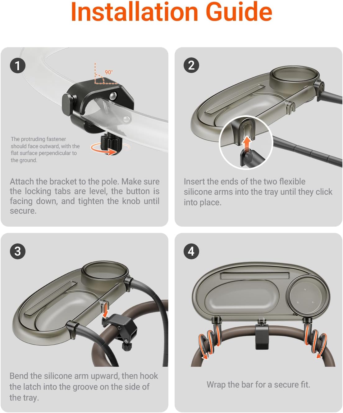 3 in 1 Universal Stroller Snack Tray with Cup & Phone Holder