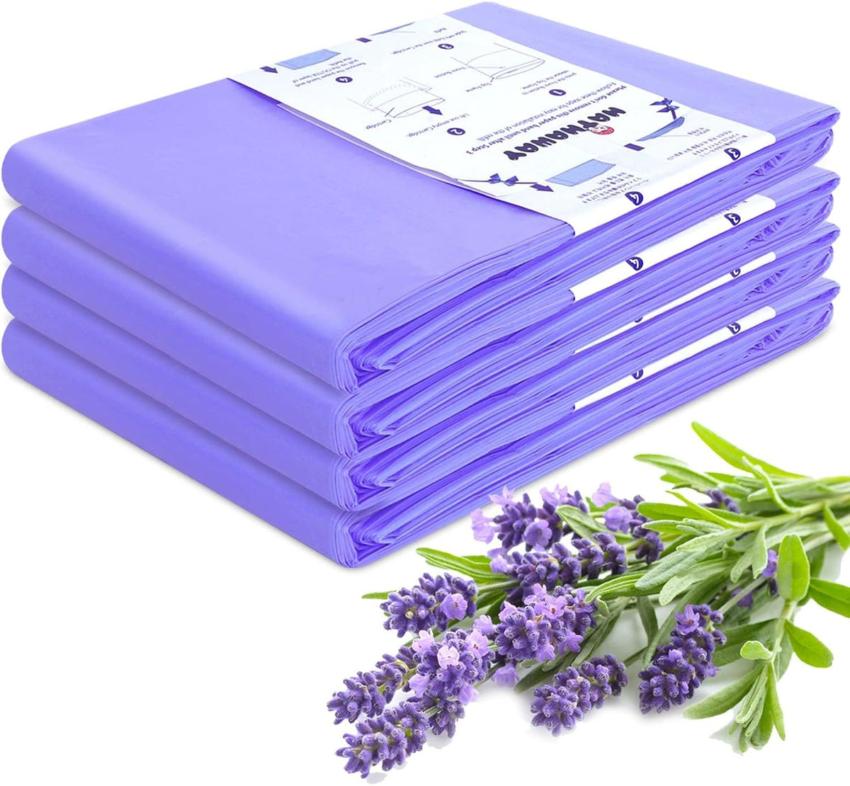 Diaper Pail Refill Bags Compatible With Dekor Plus Diaper Pail, Extra 30% Length, Lavender Scent, 8 Pack