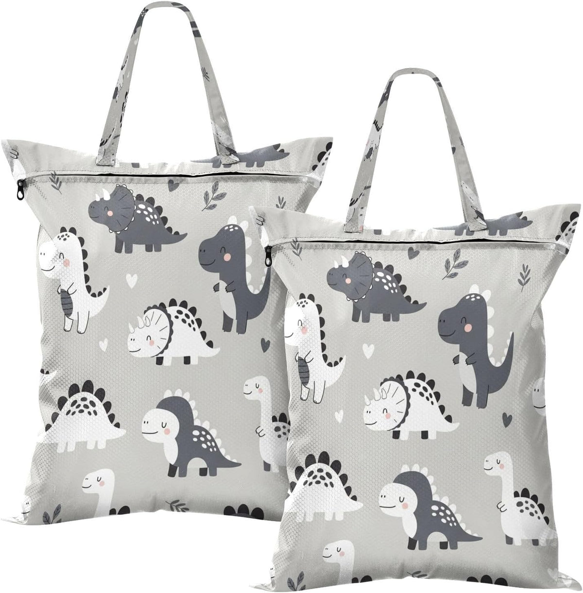 Dinosaurs Hearts Waterproof Travel Laundry Bag Easy Care Set of 2
