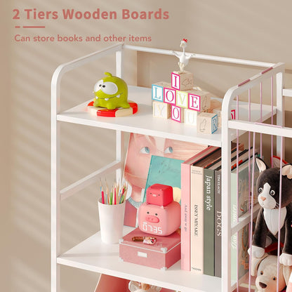 Toy Storage Organizer, Stuffed Animal Storage with Toy Bin, White