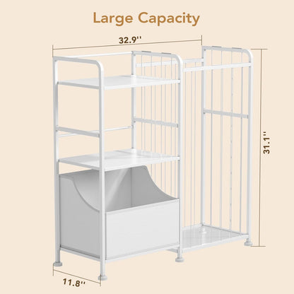 Toy Storage Organizer, Stuffed Animal Storage with Toy Bin, White
