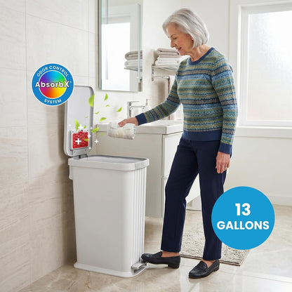 Patented 13 Gallon STEP Adult Diaper Pail, Fits Kitchen Bags, Odor Filter Trash Can Large 40+ Diapers Capacity, No Refills Needed, Incontinence Underwear Nursery Diapers ADA Compliant, Stainless Steel
