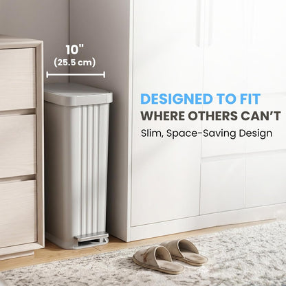 Patented 13 Gallon STEP Adult Diaper Pail, Fits Kitchen Bags, Odor Filter Trash Can Large 40+ Diapers Capacity, No Refills Needed, Incontinence Underwear Nursery Diapers ADA Compliant, Stainless Steel
