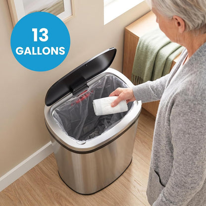 Patented 13 Gallon STEP Adult Diaper Pail, Fits Kitchen Bags, Odor Filter Trash Can Large 40+ Diapers Capacity, No Refills Needed, Incontinence Underwear Nursery Diapers ADA Compliant, Stainless Steel