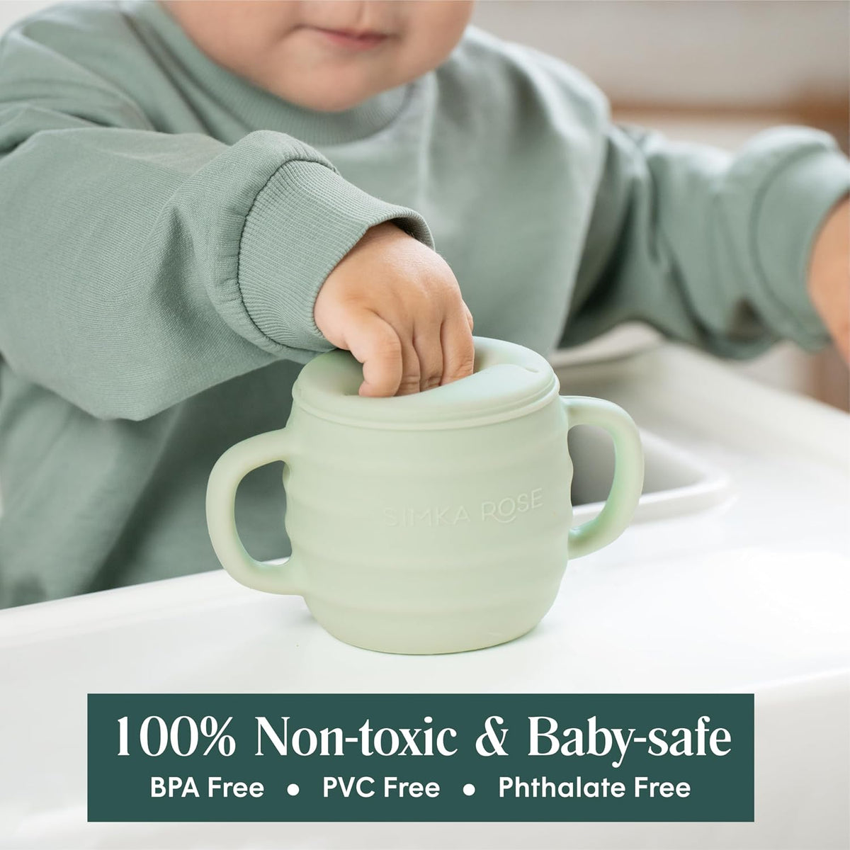 Silicone Snack Cups for Toddlers - Spill Proof Baby Snack Container with Lid for Easy Travel - Unique 3 Flap Design to Control Messes - Wide for Easy Access and Handles for Toddler Eating