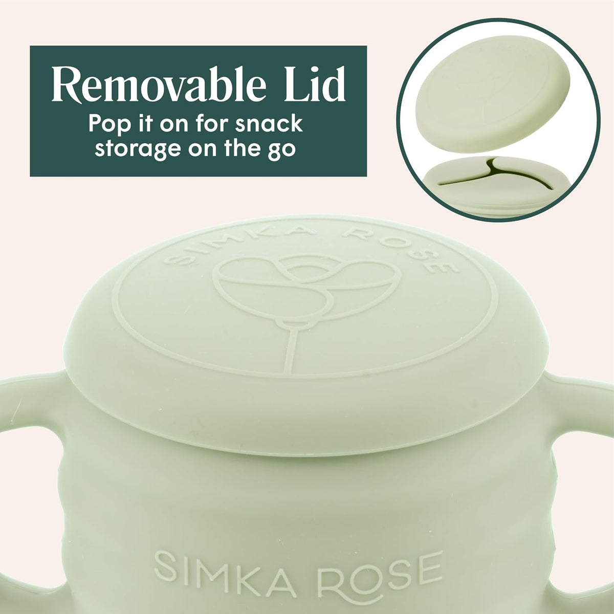 Silicone Snack Cups for Toddlers - Spill Proof Baby Snack Container with Lid for Easy Travel - Unique 3 Flap Design to Control Messes - Wide for Easy Access and Handles for Toddler Eating