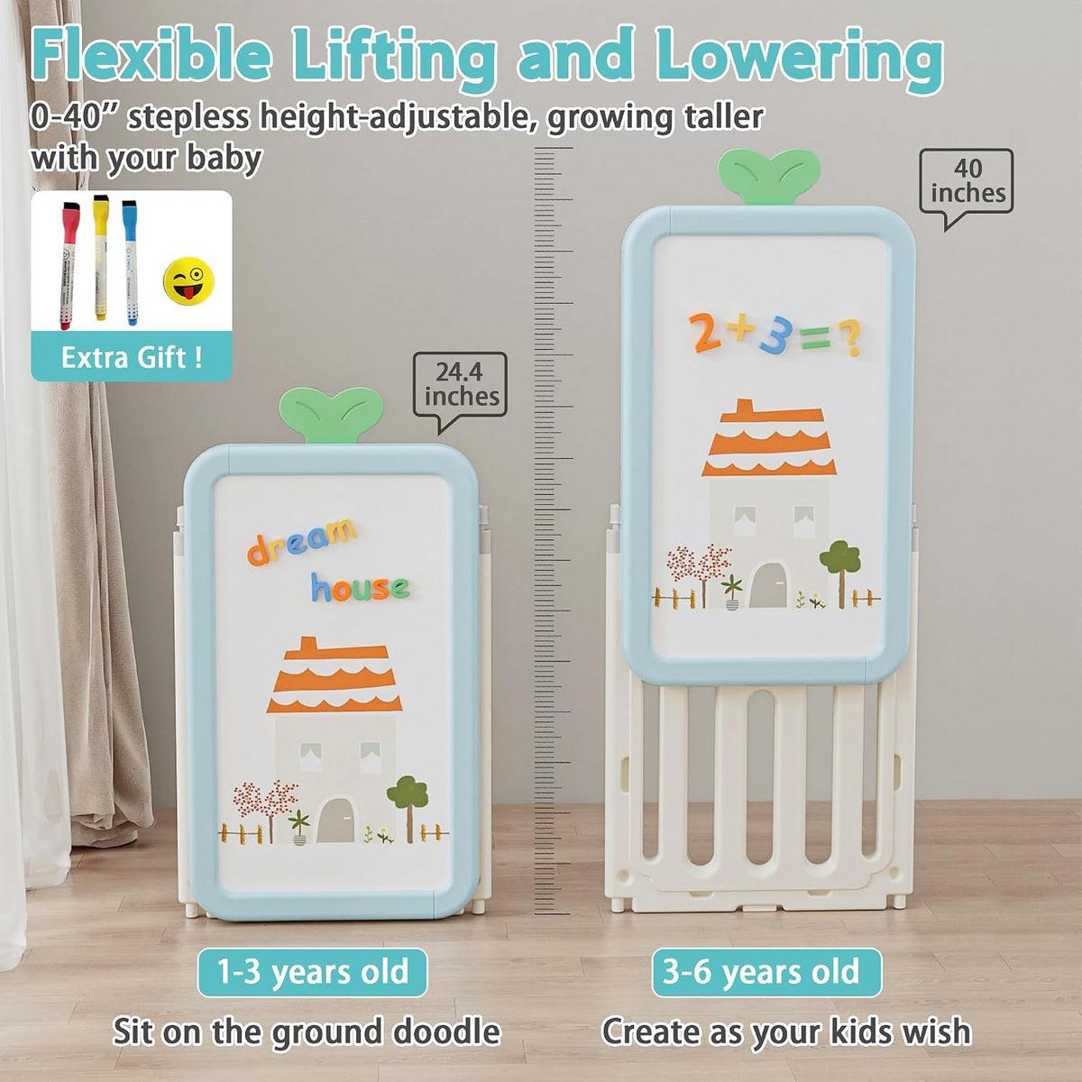 Kids Toy Storage Organizer with 10 Removable Bins, Foldable Toy Organizers and Storage with 3-Tier Bookshelf for Kids Toy Storage Organizer with Drawing Board, Extra 3 Brushes (3 In 1 Off-white)