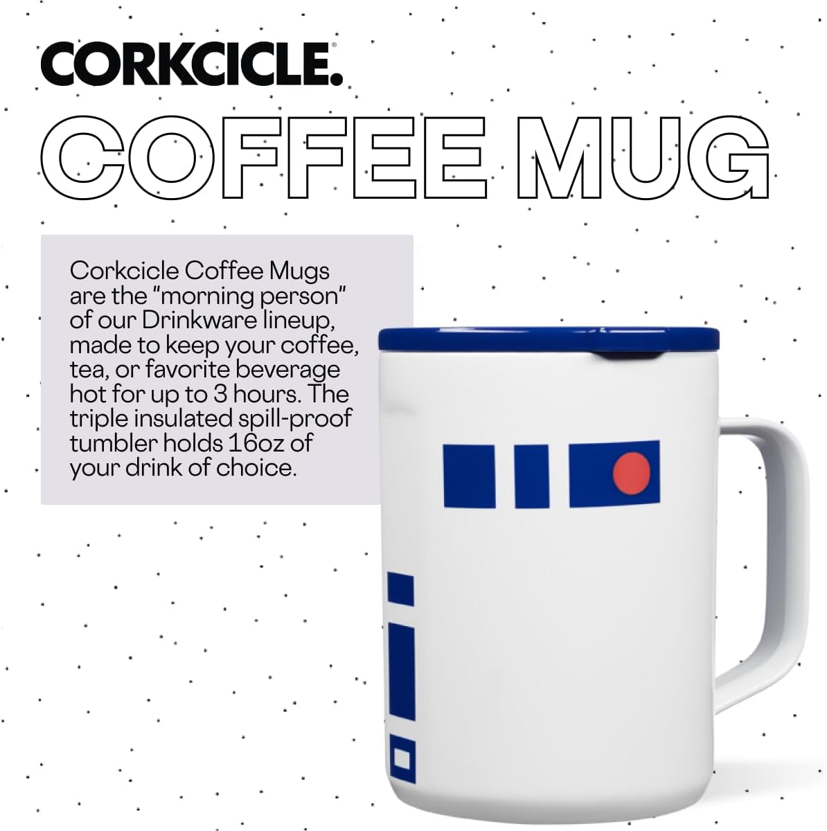Star Wars R2D2 Insulated Coffee Mug- Triple Insulated Stainless-Steel Mug with Sliding Shatter-Proof Lid Keeps Drinks Hot 3 Hours- 16oz Travel Mug for Hot Beverages, Office & Daily Use