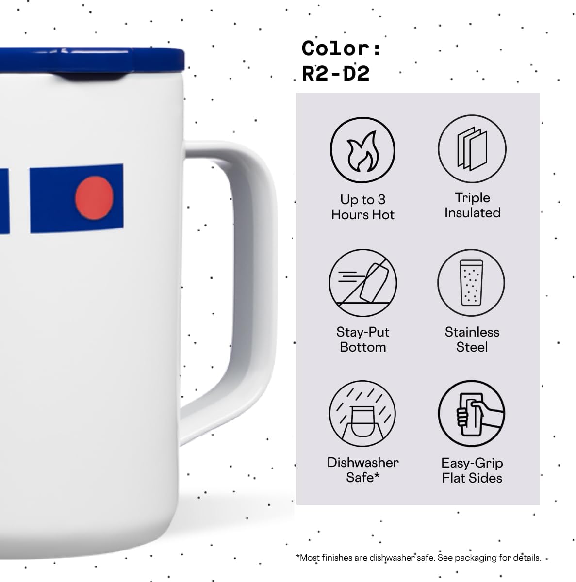 Star Wars R2D2 Insulated Coffee Mug- Triple Insulated Stainless-Steel Mug with Sliding Shatter-Proof Lid Keeps Drinks Hot 3 Hours- 16oz Travel Mug for Hot Beverages, Office & Daily Use