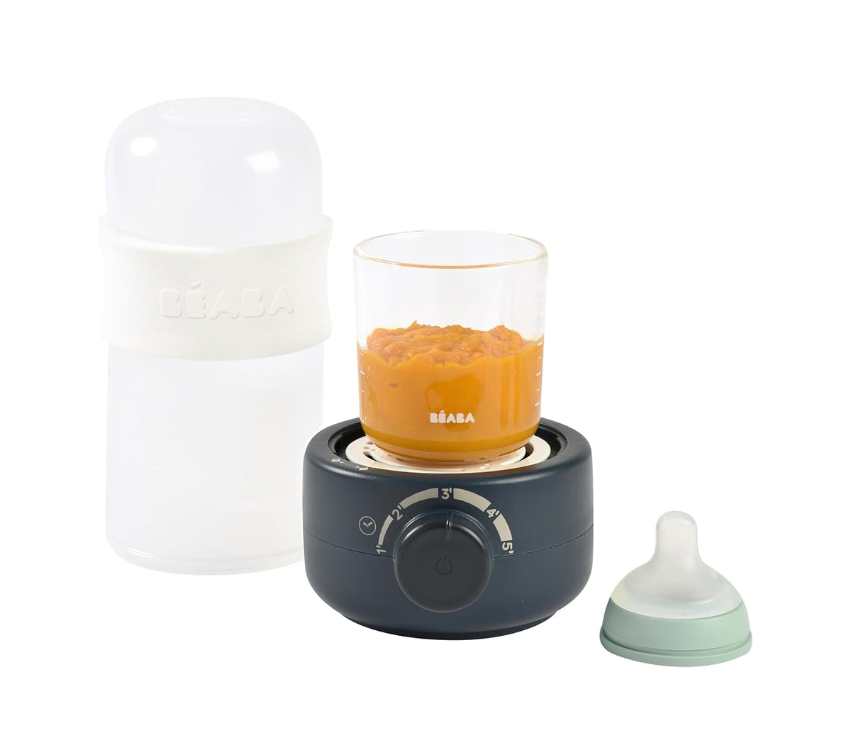 BEABA Fast Baby Bottle Warmer, Baby Food Warmer, Warm Infant Formula and Breastmilk in Just 2 Mins, Fits All Baby Bottle Sizes, Baby Essentials, Midnight