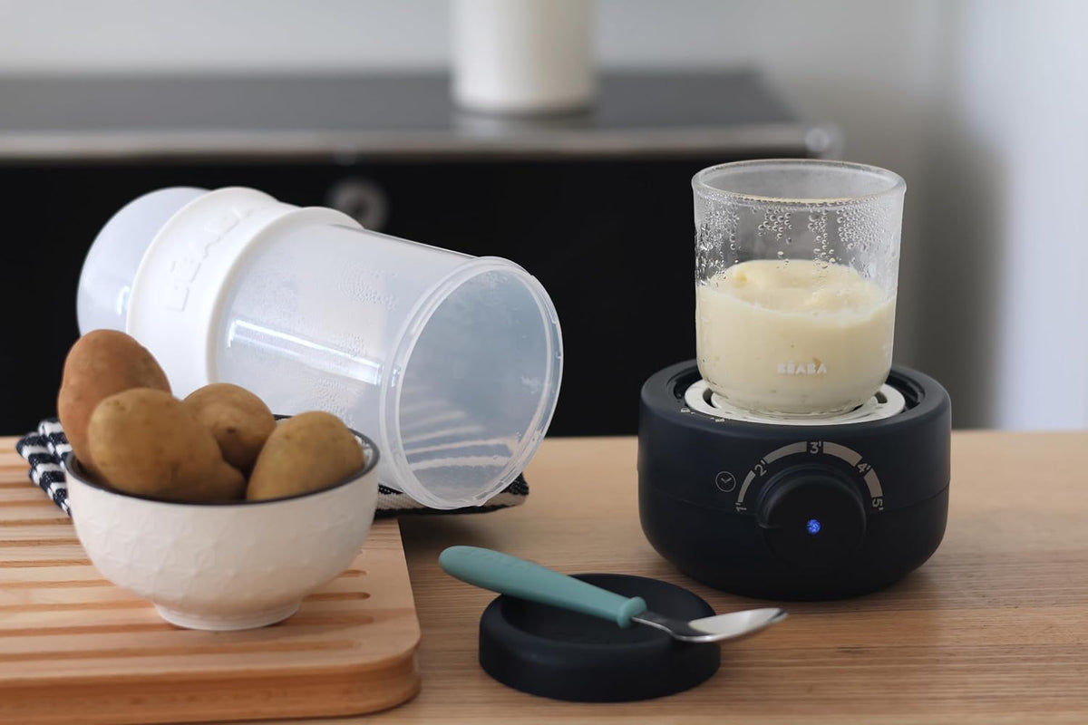 BEABA Fast Baby Bottle Warmer, Baby Food Warmer, Warm Infant Formula and Breastmilk in Just 2 Mins, Fits All Baby Bottle Sizes, Baby Essentials, Midnight