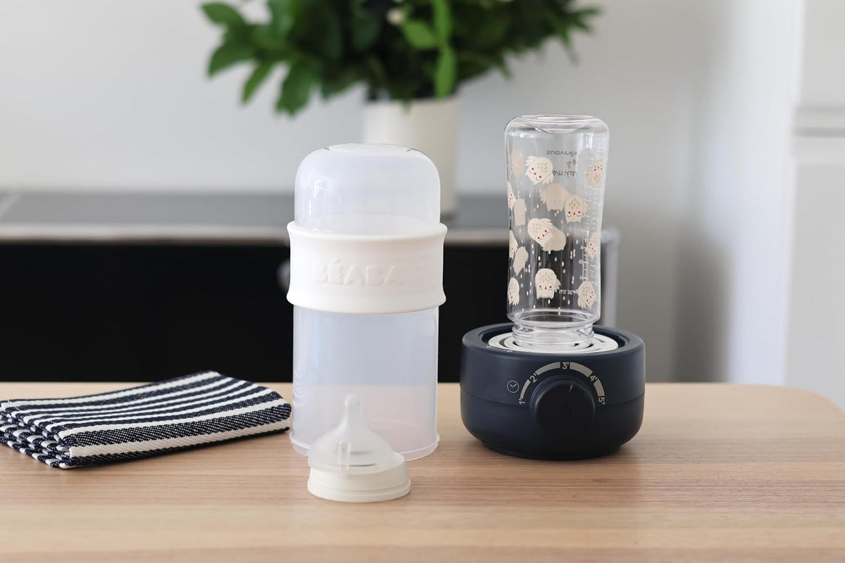 BEABA Fast Baby Bottle Warmer, Baby Food Warmer, Warm Infant Formula and Breastmilk in Just 2 Mins, Fits All Baby Bottle Sizes, Baby Essentials, Midnight