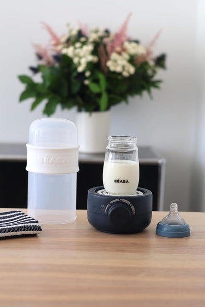 BEABA Fast Baby Bottle Warmer, Baby Food Warmer, Warm Infant Formula and Breastmilk in Just 2 Mins, Fits All Baby Bottle Sizes, Baby Essentials, Midnight