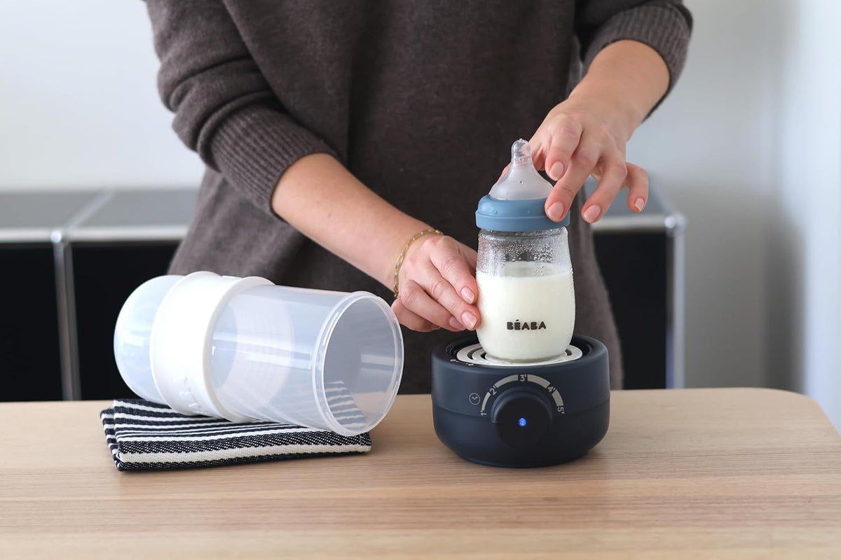 BEABA Fast Baby Bottle Warmer, Baby Food Warmer, Warm Infant Formula and Breastmilk in Just 2 Mins, Fits All Baby Bottle Sizes, Baby Essentials, Midnight